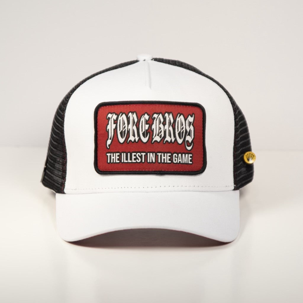 FORE BROS ILLEST TRUCKER HAT WHITE including ball marker