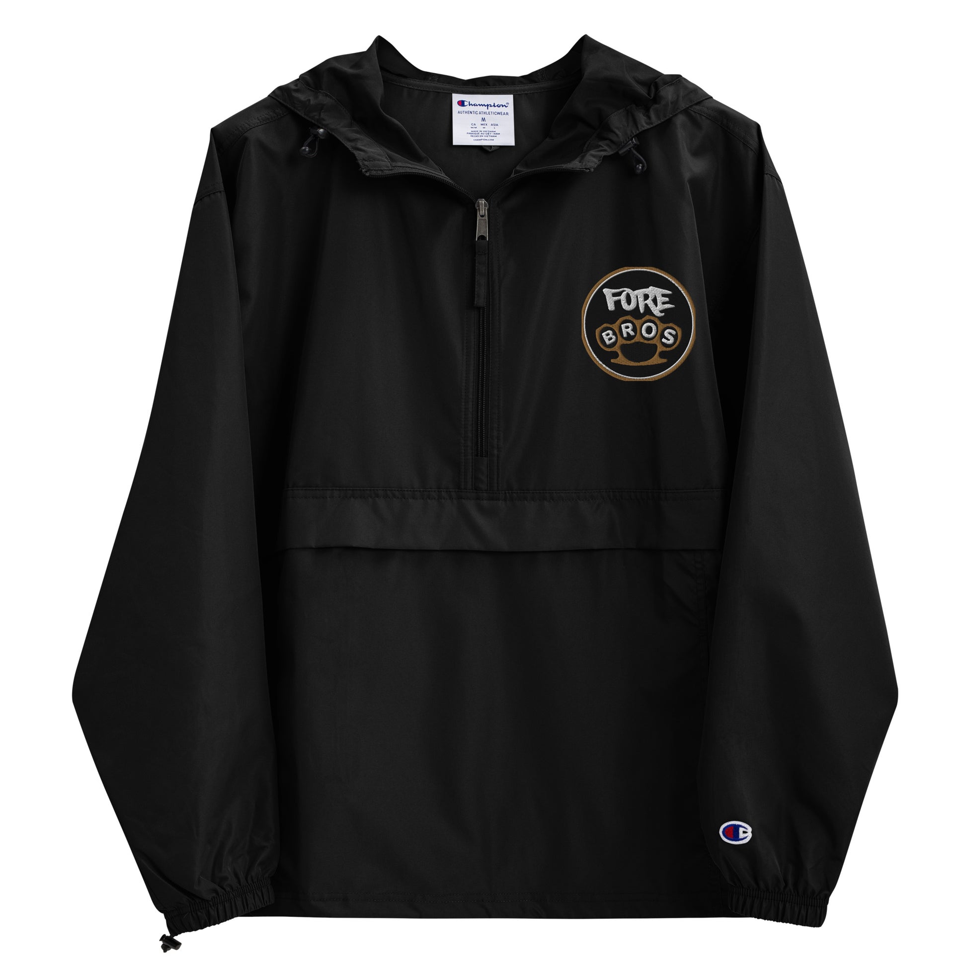 https://forebrosgolf.com/cdn/shop/files/embroidered-champion-packable-jacket-black-front-65aaffc59f45f.jpg?v=1705705421&width=1946